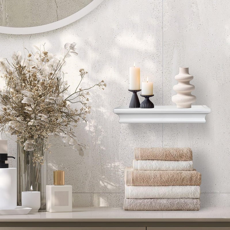 AH-DECOR AHDECOR White Floating Shelves Wall Mounted, Deeper Wall Storage Shelf for Home DÃ©cor, Super Sturdy, Easy to Install, 12â€ Wide, 7.75â€ Deep - Image 3